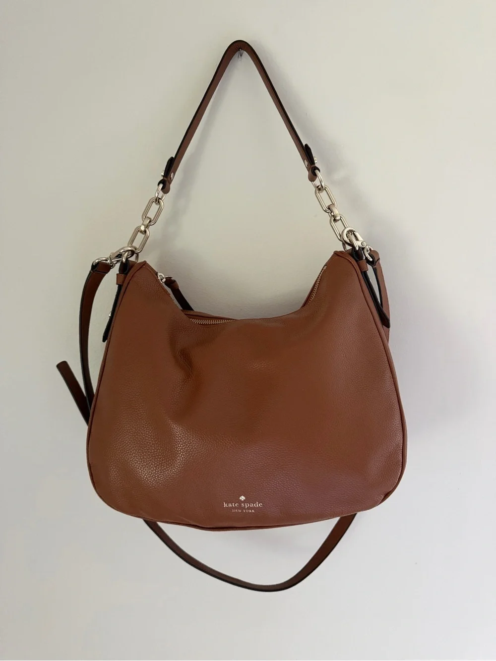 Kate Spade New York Brown Pebbled Leather Shoulder Crossbody Bag